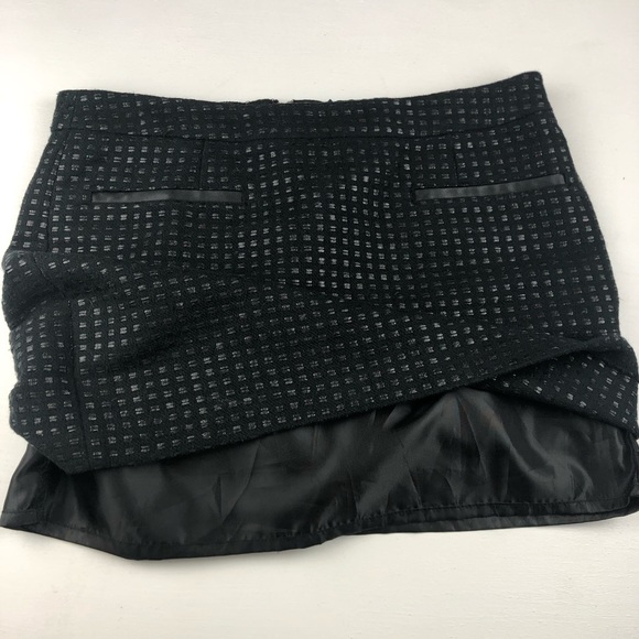 Gap Black Mini Skirt Cotton Blend Textured Faux Leather Size 6 - Picture 10 of 13